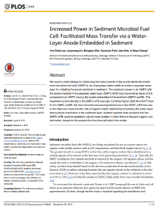 120. Increased power in sediment microbial fuel cell: Facilitated mass transfer via a water-layer anode embedded in sediment